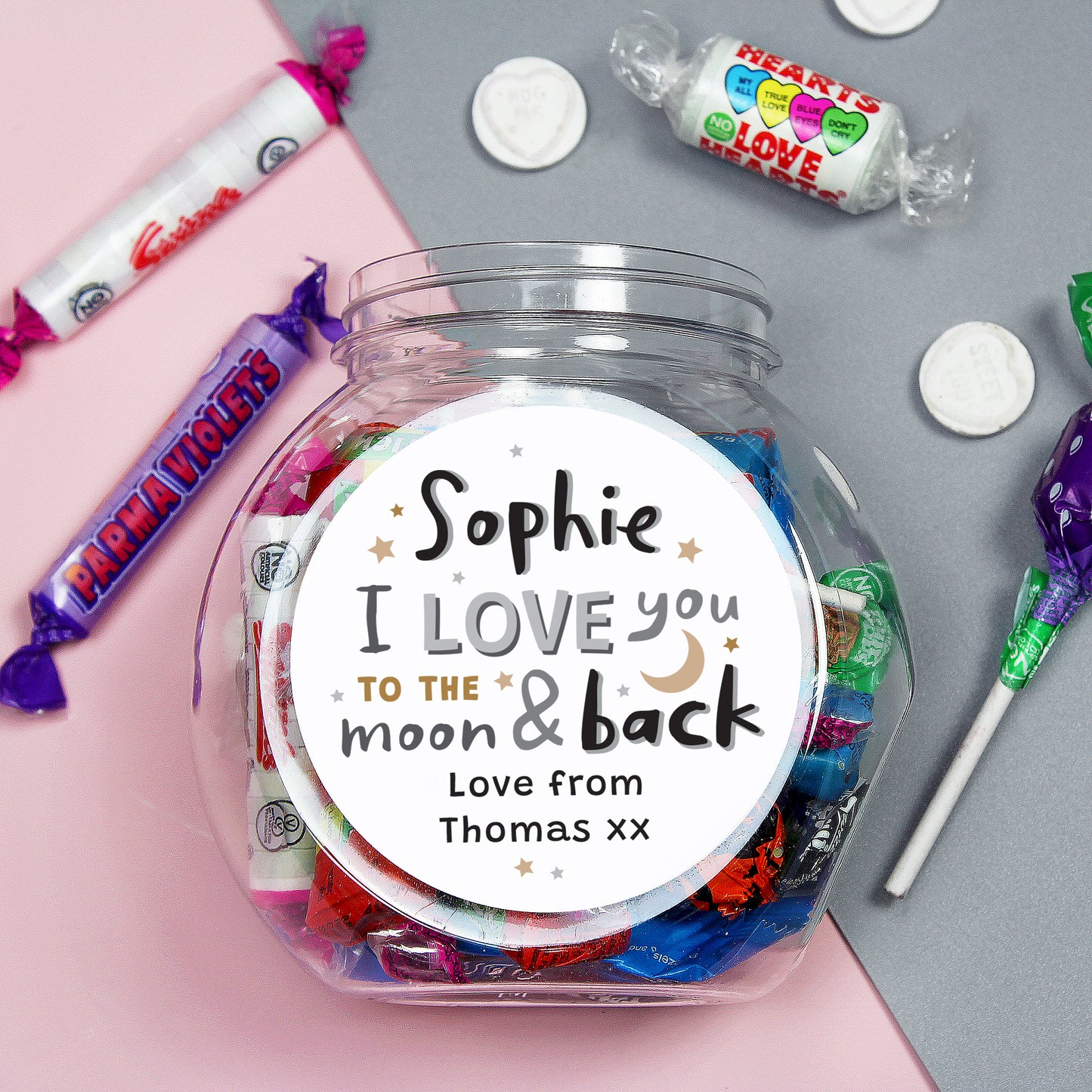 Personalised To the Moon and Back Sweet Jar - MK&JD Gifts