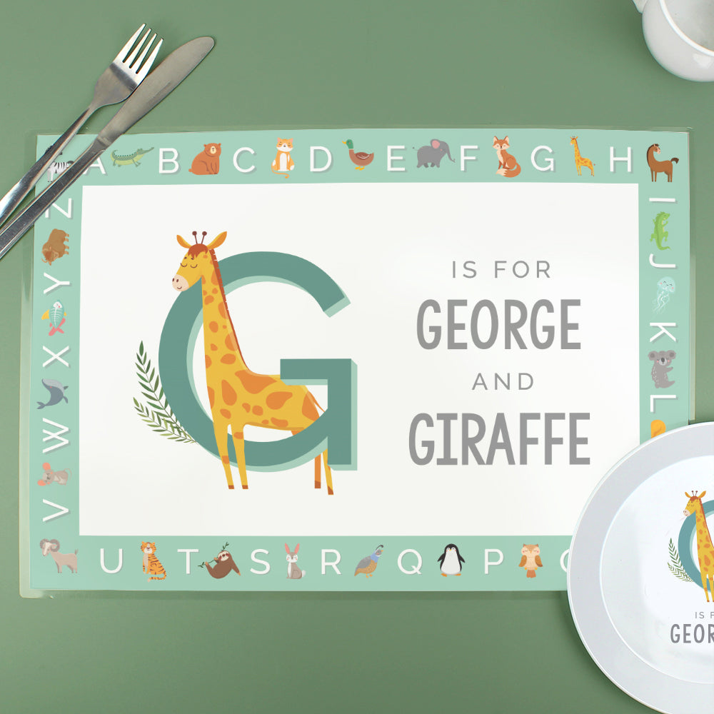 Personalised Animal Alphabet Placemat - MK&JD Gifts