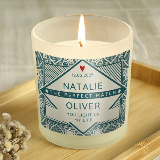 Personalised The Perfect Match Scented Jar Candle - MK&JD Gifts