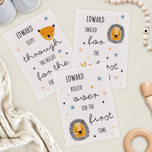 Personalised Animals Baby Milestone Cards - MK&JD Gifts
