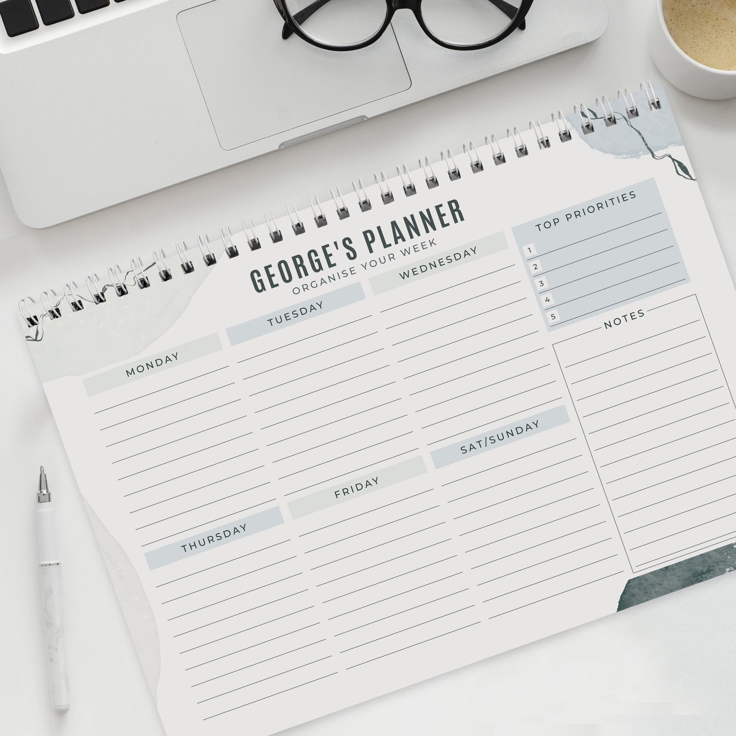 Personalised Abstract A4 Desk Planner - MK&JD Gifts