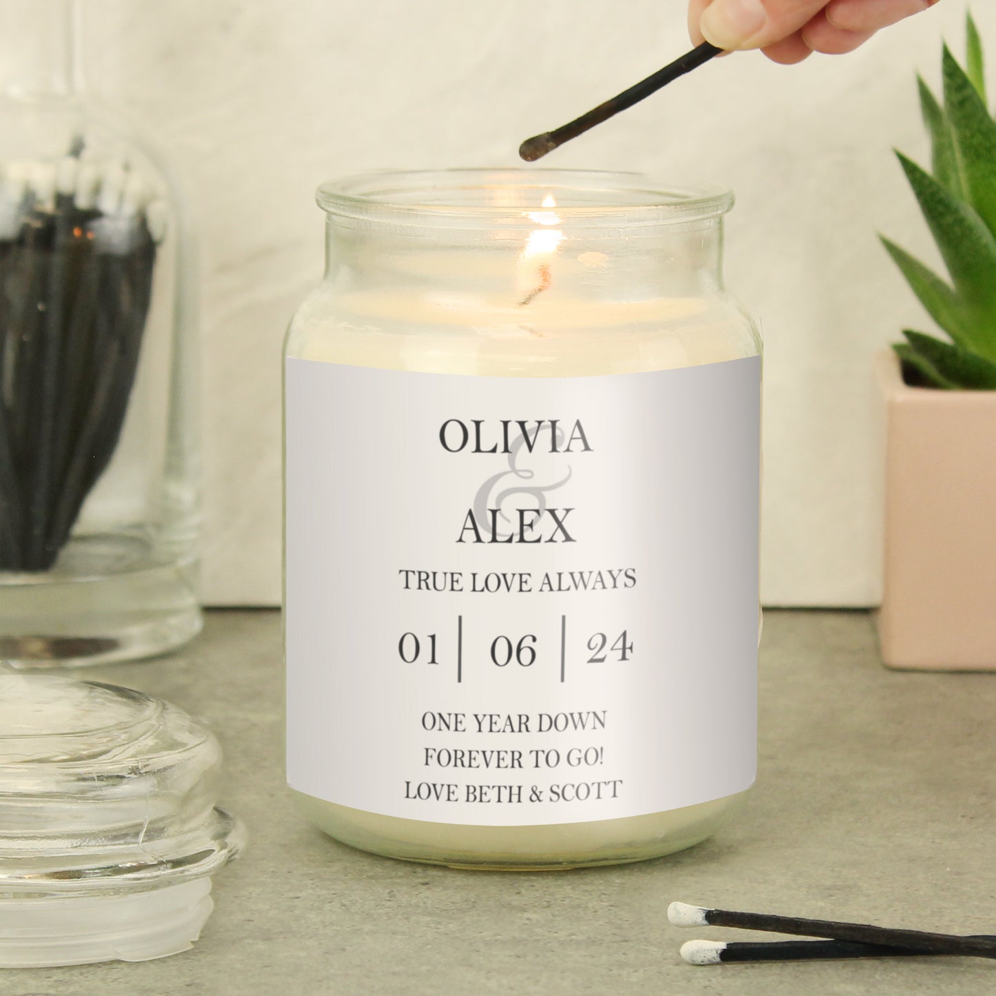 Personalised Couples Large Scented Jar Candle - MK&JD Gifts