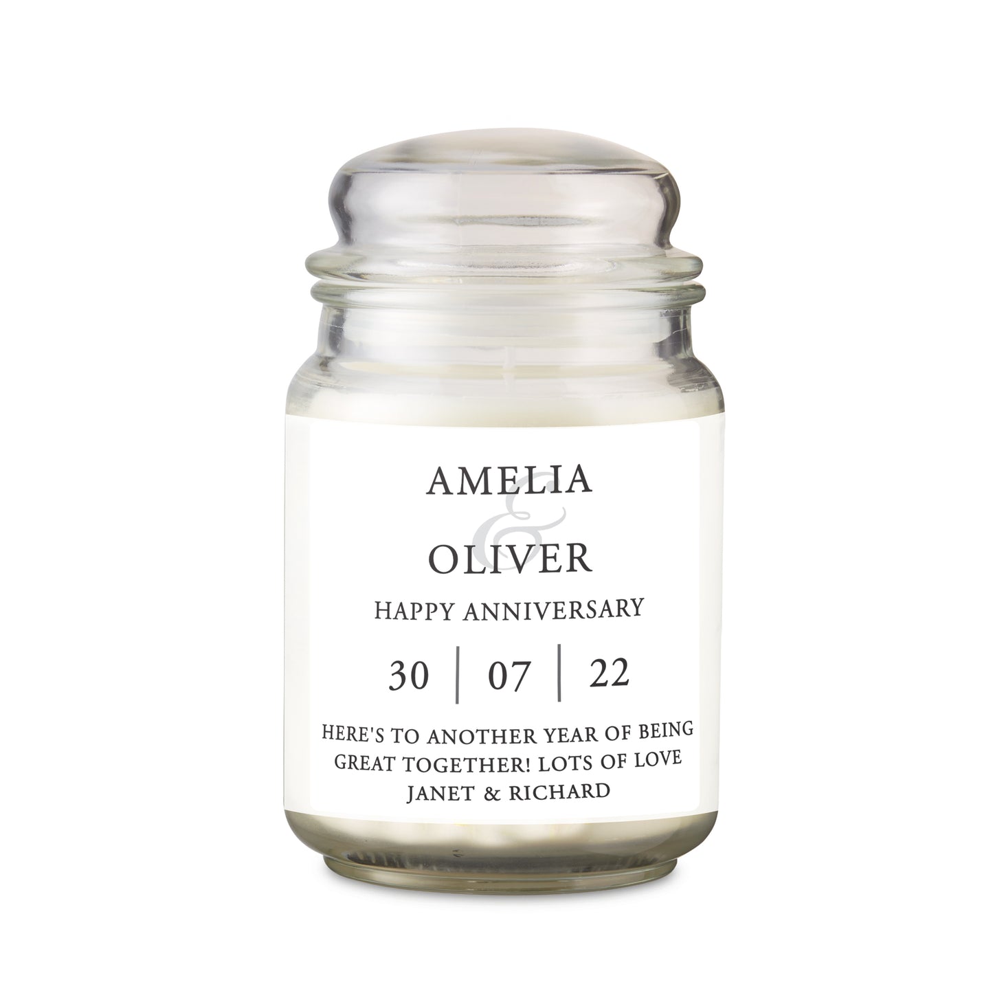 Personalised Couples Large Scented Jar Candle - MK&JD Gifts