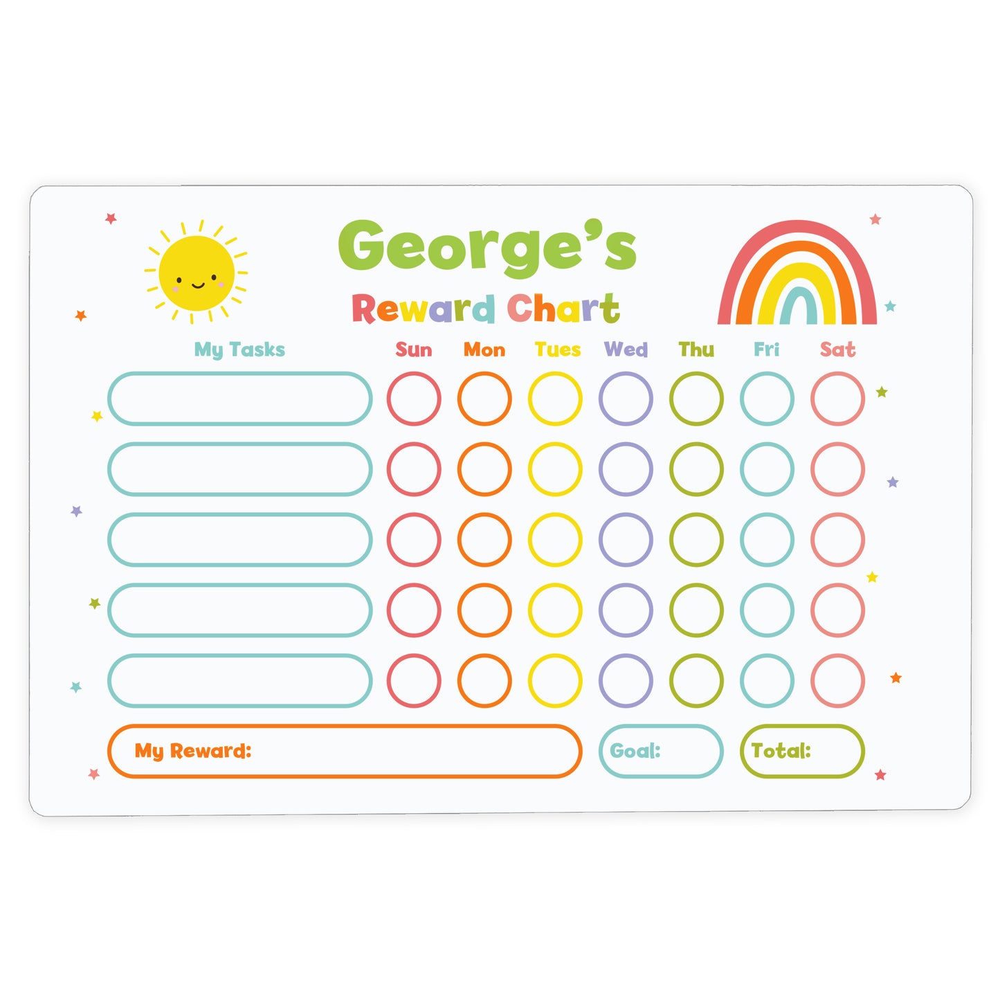 Personalised Rewards Chart & Dry Wipe Pen - MK&JD Gifts