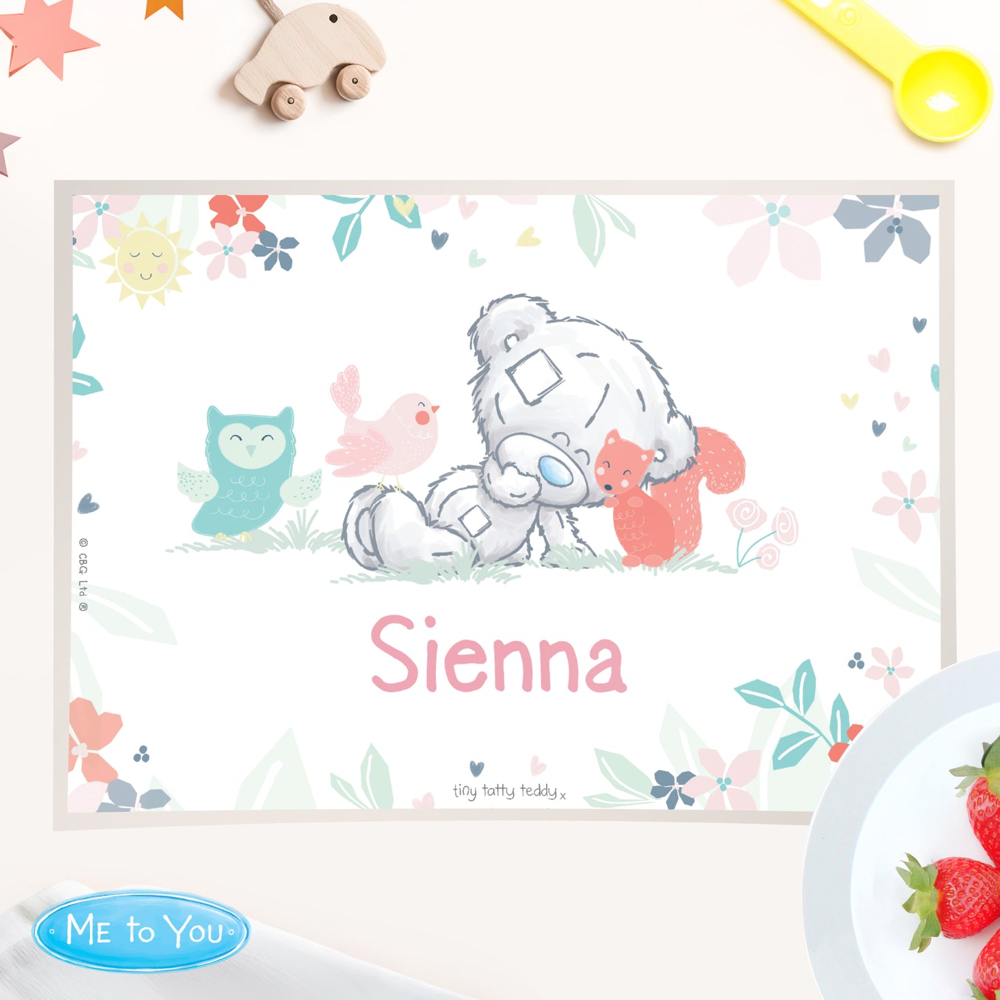 Personalised Tiny Tatty Teddy Woodland Animal Placemat - MK&JD Gifts