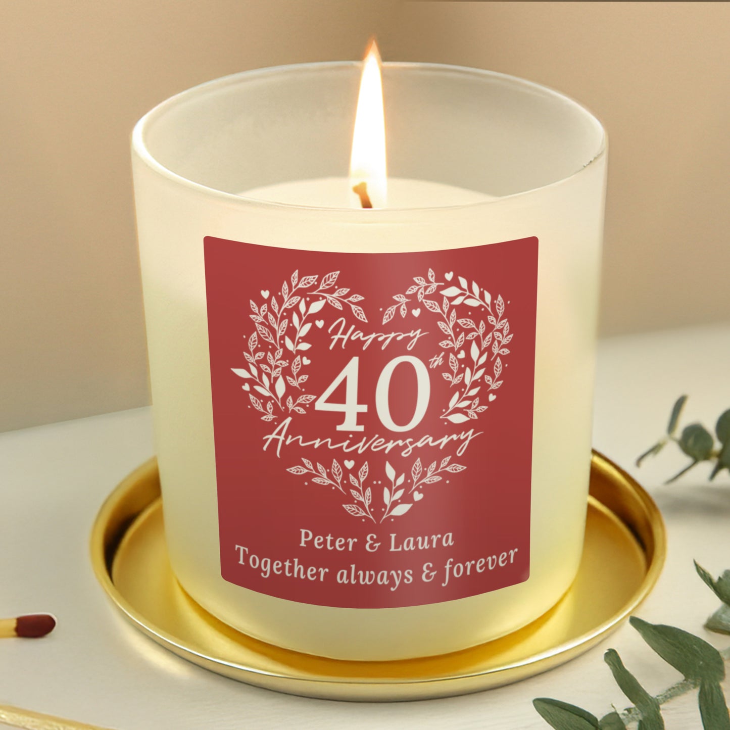 Personalised 40th Ruby Wedding Anniversary Candle Jar - MK&JD Gifts