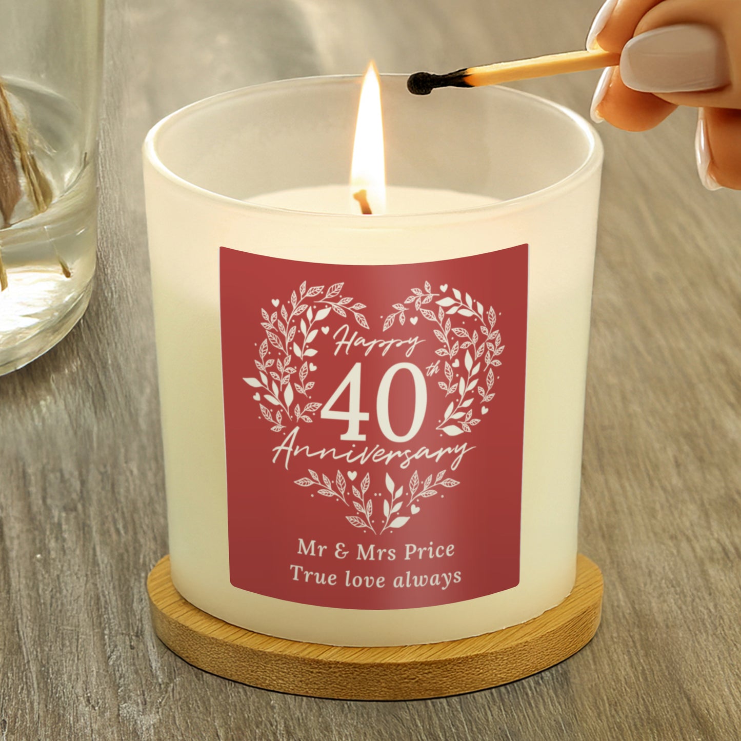 Personalised 40th Ruby Wedding Anniversary Candle Jar - MK&JD Gifts