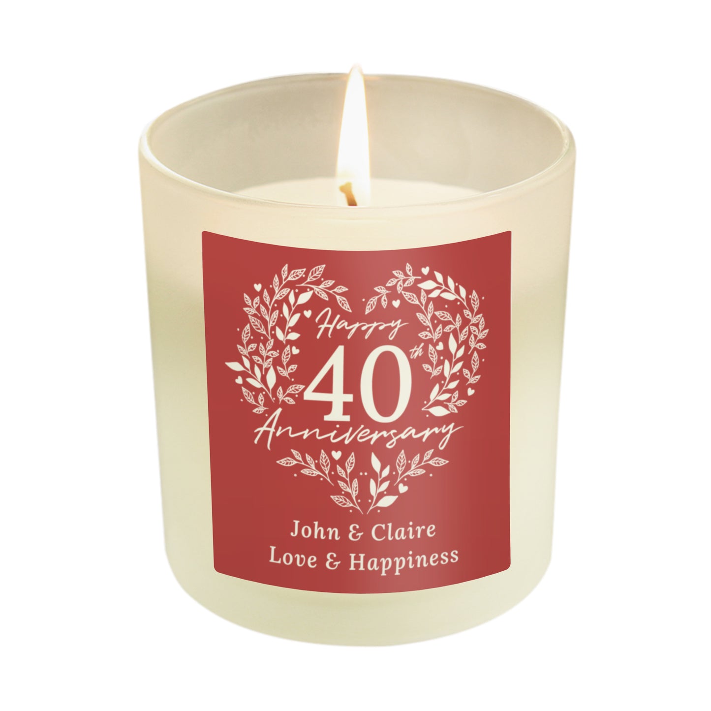 Personalised 40th Ruby Wedding Anniversary Candle Jar - MK&JD Gifts