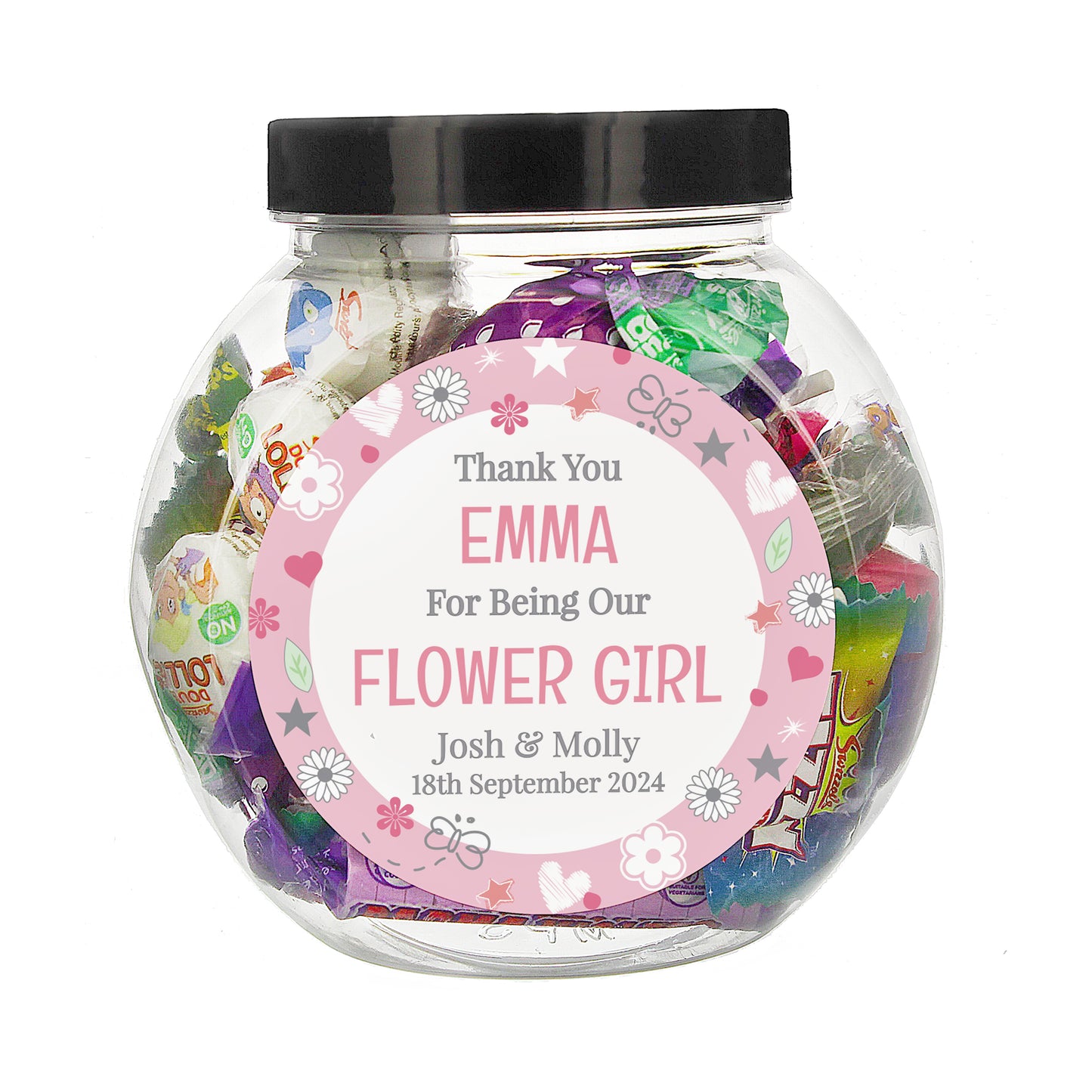 Personalised Flower Girl Sweet Jar - MK&JD Gifts