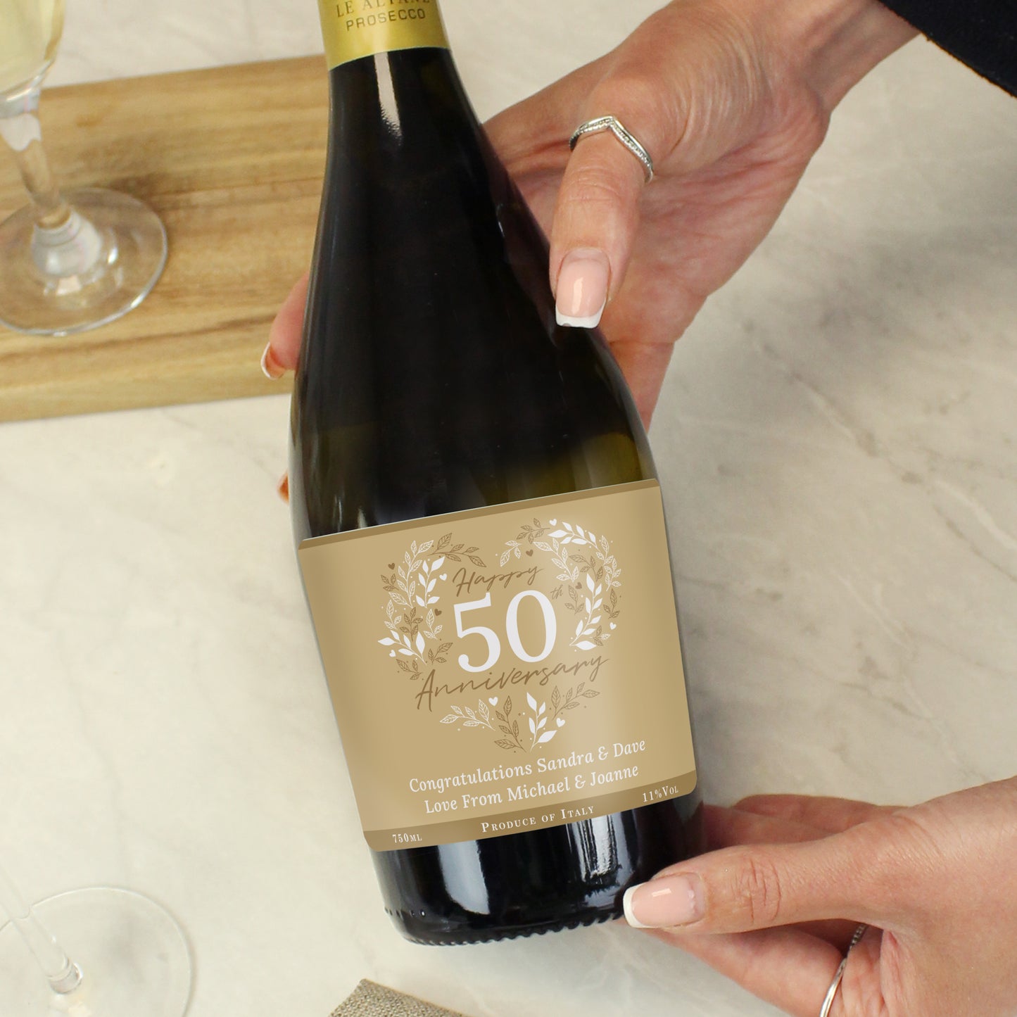 Personalised 50th Golden Wedding Anniversary Prosecco - MK&JD Gifts