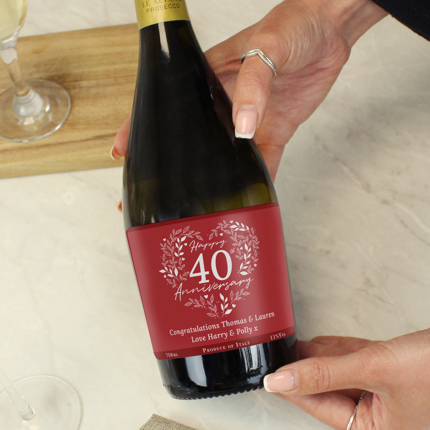 Personalised 40th Ruby Wedding Anniversary Prosecco - MK&JD Gifts