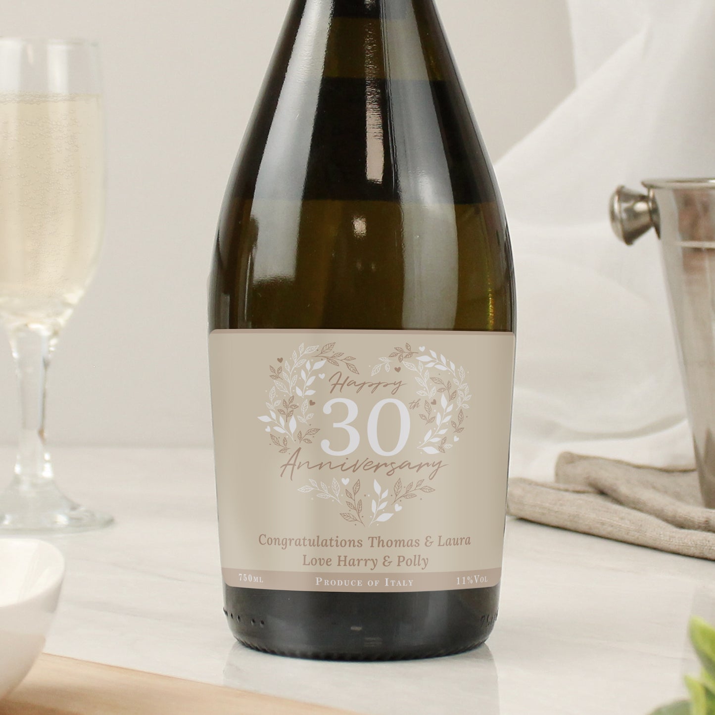 Personalised 30th Pearl Wedding Anniversary Prosecco - MK&JD Gifts
