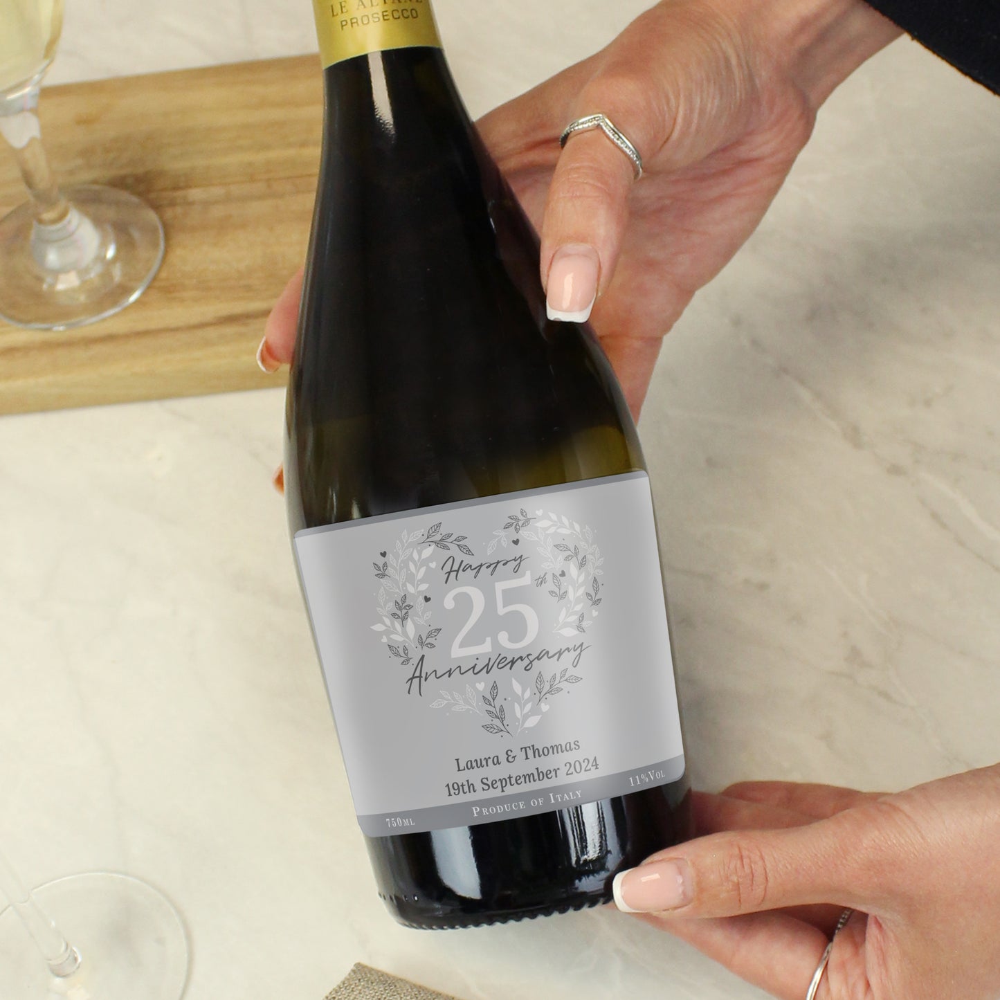 Personalised 25th Silver Wedding Anniversary Prosecco - MK&JD Gifts