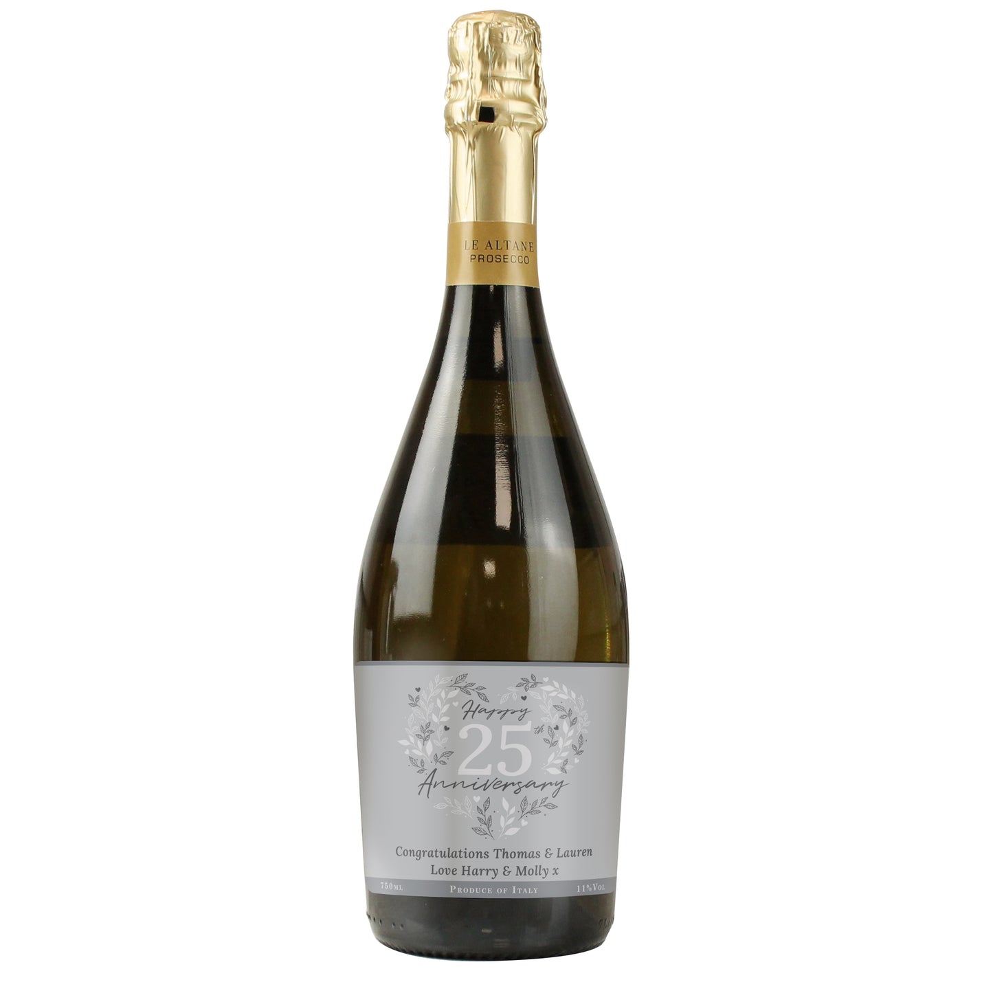 Personalised 25th Silver Wedding Anniversary Prosecco - MK&JD Gifts