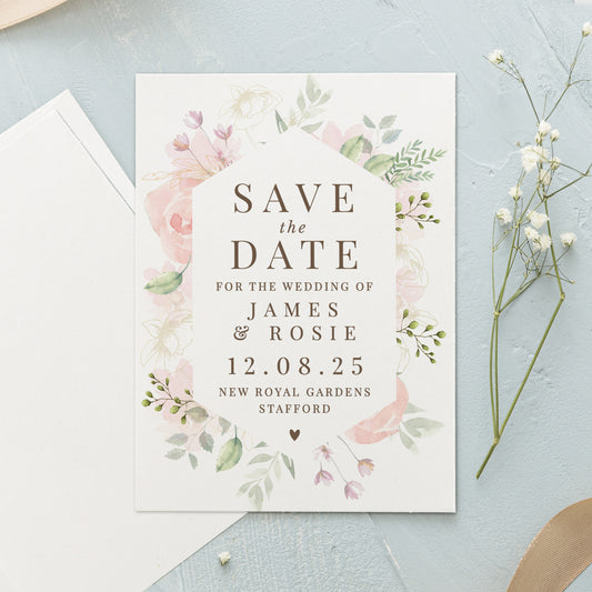 Personalised Soft Floral Set of 36 Wedding Save the Dates - MK&JD Gifts