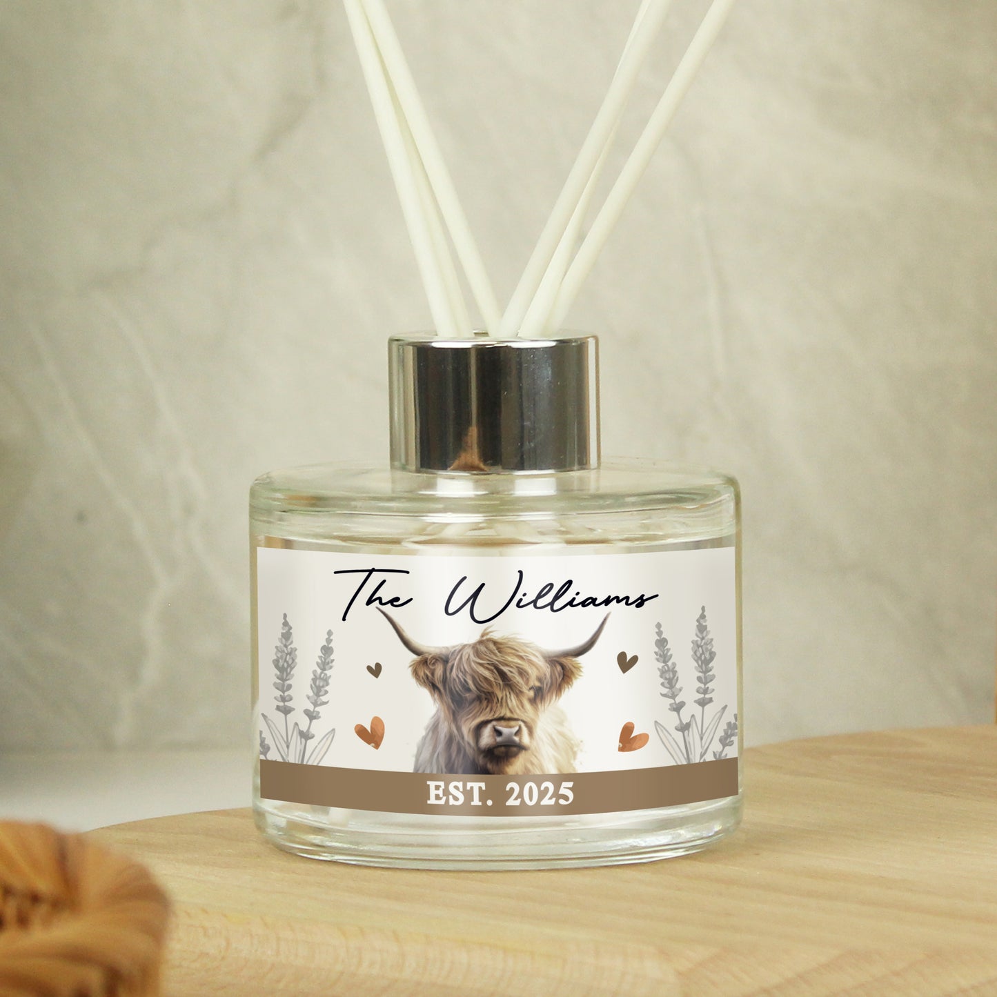 Personalised Highland Cow Reed Diffuser - MK&JD Gifts