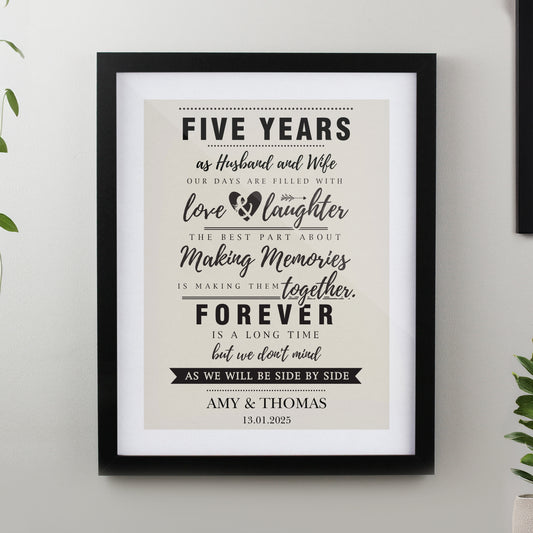 Personalised Anniversary Black Poster Frame - MK&JD Gifts