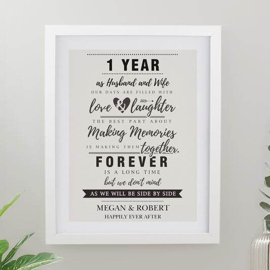 Personalised Anniversary White Poster Frane - MK&JD Gifts
