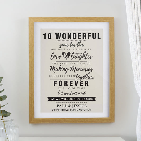 Personalised Anniversary Oak Poster Frame - MK&JD Gifts