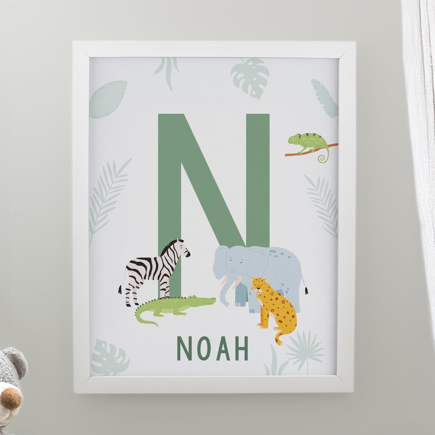 Personalised Animal Initial White Poster Frame - MK&JD Gifts