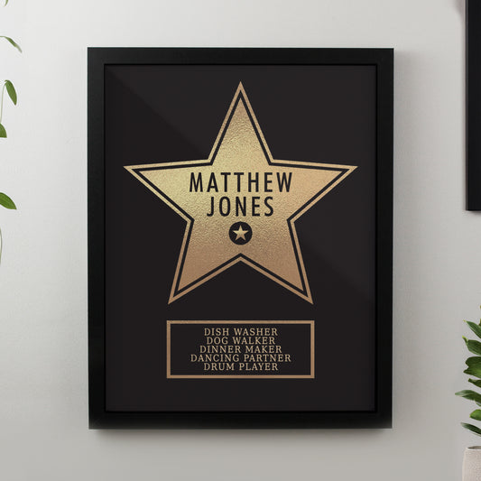 Personalised Star Award Black Poster Frame - MK&JD Gifts