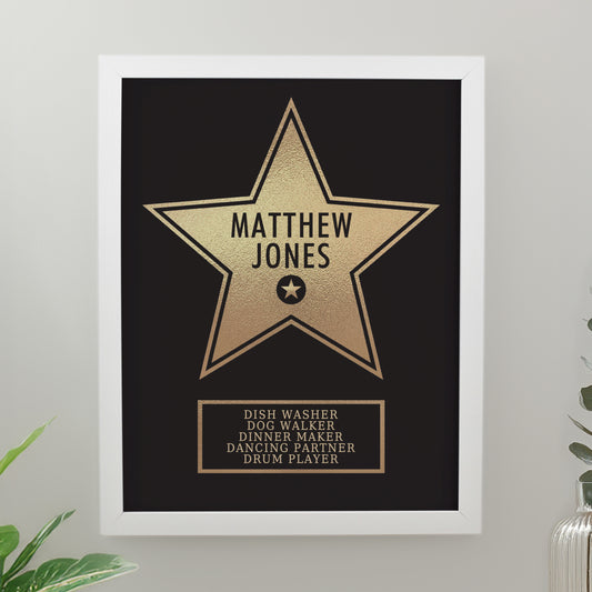 Personalised Star Award White Poster Frame - MK&JD Gifts