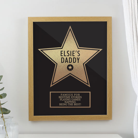 Personalised Star Award Oak Poster Frame - MK&JD Gifts