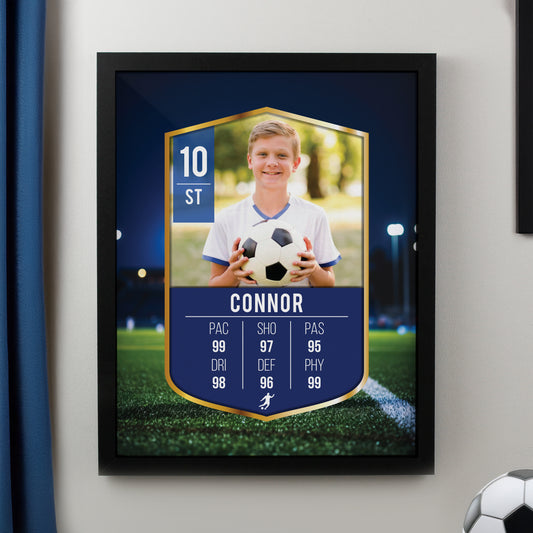 Personalised Photo Upload Football Card Black Poster Frame - MK&JD Gifts
