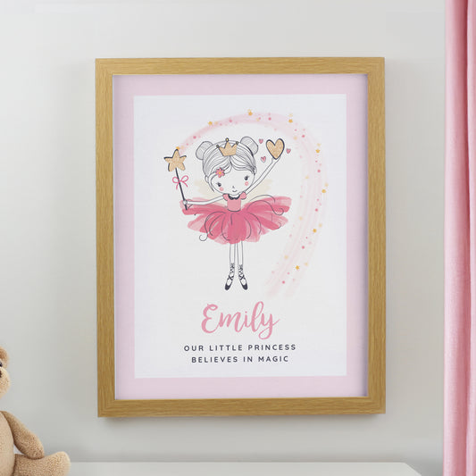 Personalised Princess Ballerina Oak Poster Frame - MK&JD Gifts