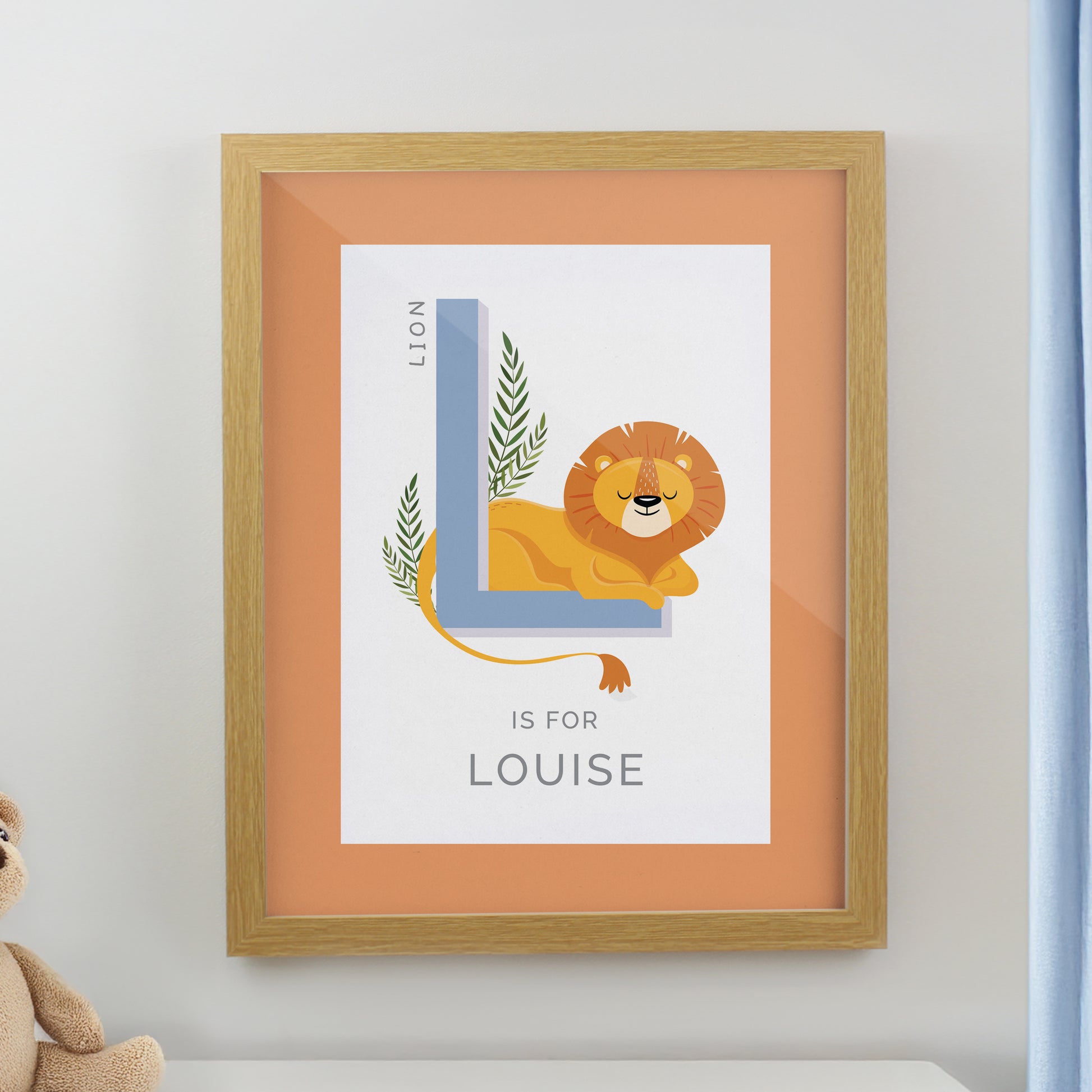 Personalised Animal Alphabet Oak Poster Frame - MK&JD Gifts