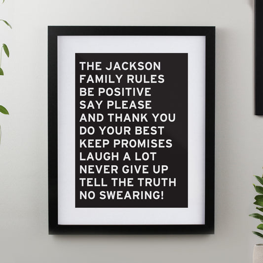Personalised Typography Black Poster Frame - MK&JD Gifts