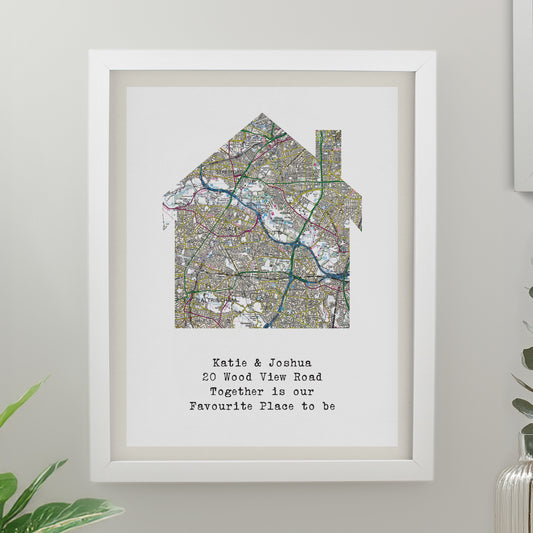 Personalised Present Day Map Home White Poster Frame - MK&JD Gifts