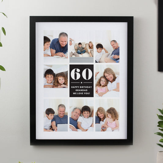 Personalised Big Number Multi Photo Upload Black Poster Frame - MK&JD Gifts