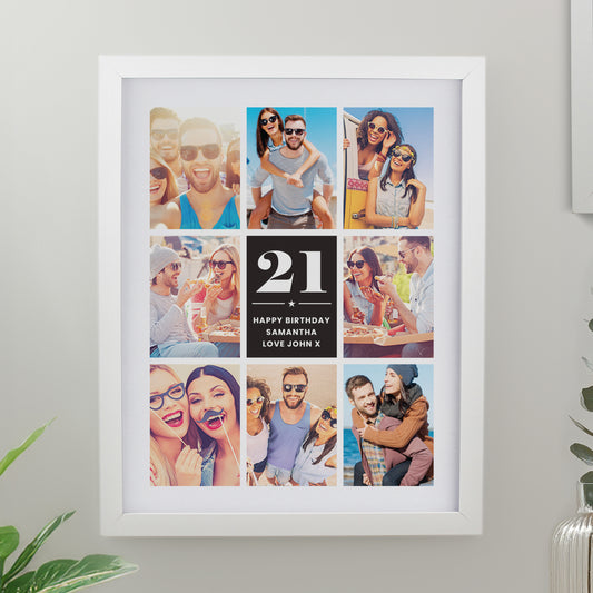 Personalised Big Number Multi Photo Upload White Poster Frame - MK&JD Gifts