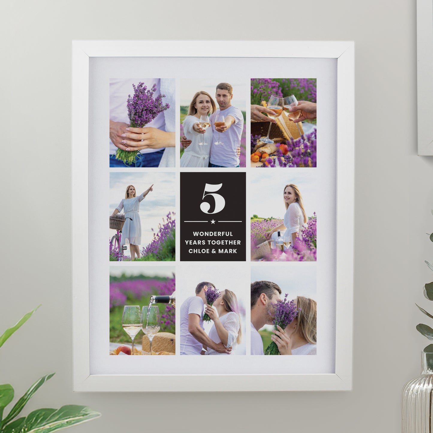 Personalised Big Number Multi Photo Upload White Poster Frame - MK&JD Gifts