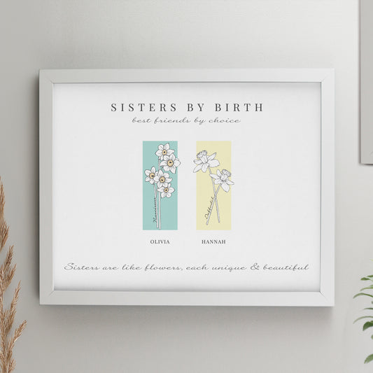 Personalised Birth Flower Family of 2 White Framed Print - MK&JD Gifts