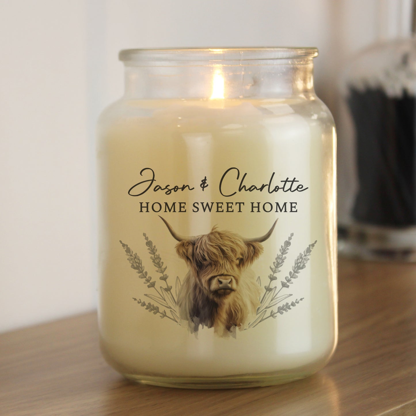 Personalised Highland Cow Large Candle Jar - MK&JD Gifts