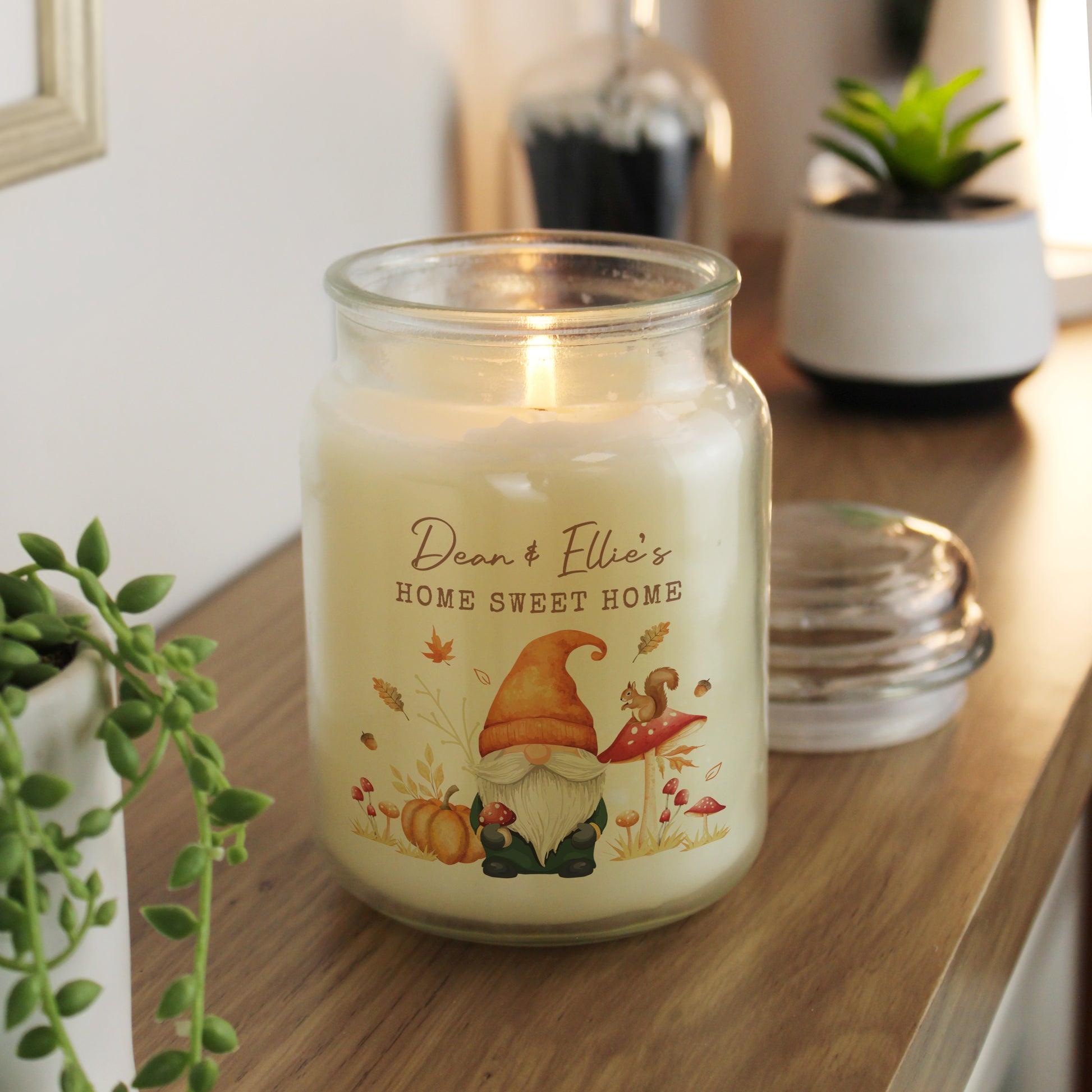 Personalised Autumn Gonk Large Candle Jar - MK&JD Gifts