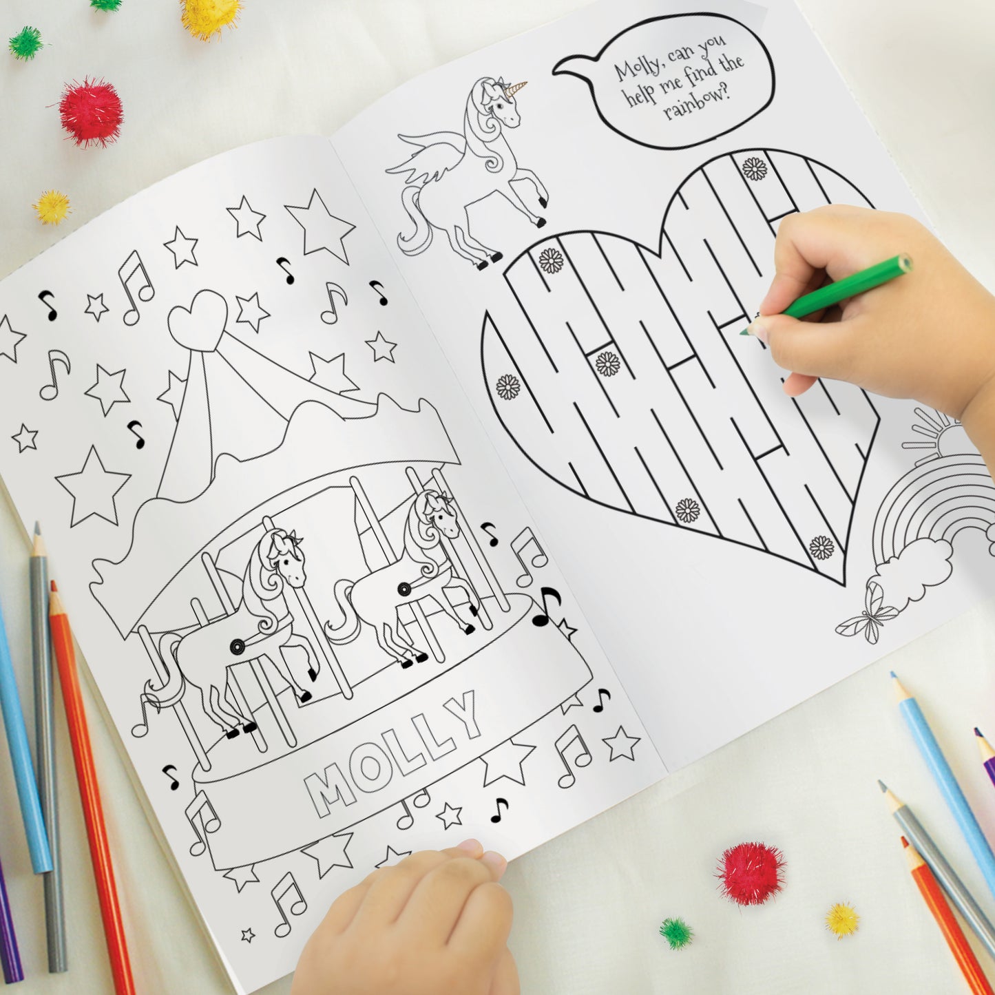 Personalised Princess & Unicorn Colouring Book - MK&JD Gifts