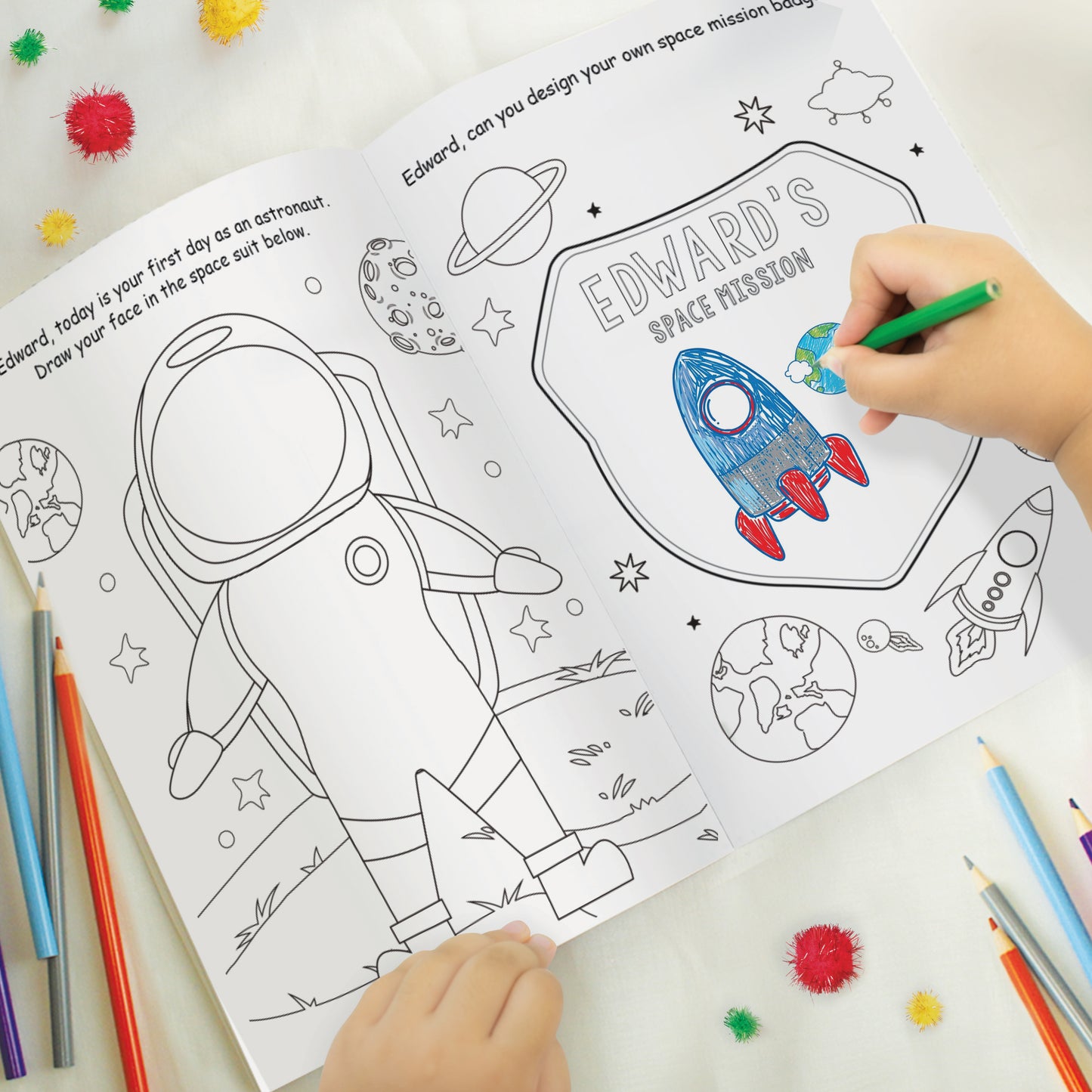 Personalised Space Colouring Book - MK&JD Gifts