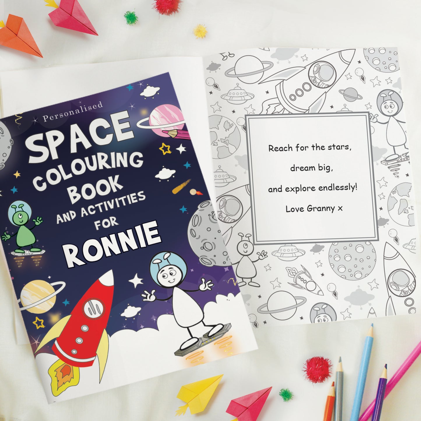 Personalised Space Colouring Book - MK&JD Gifts