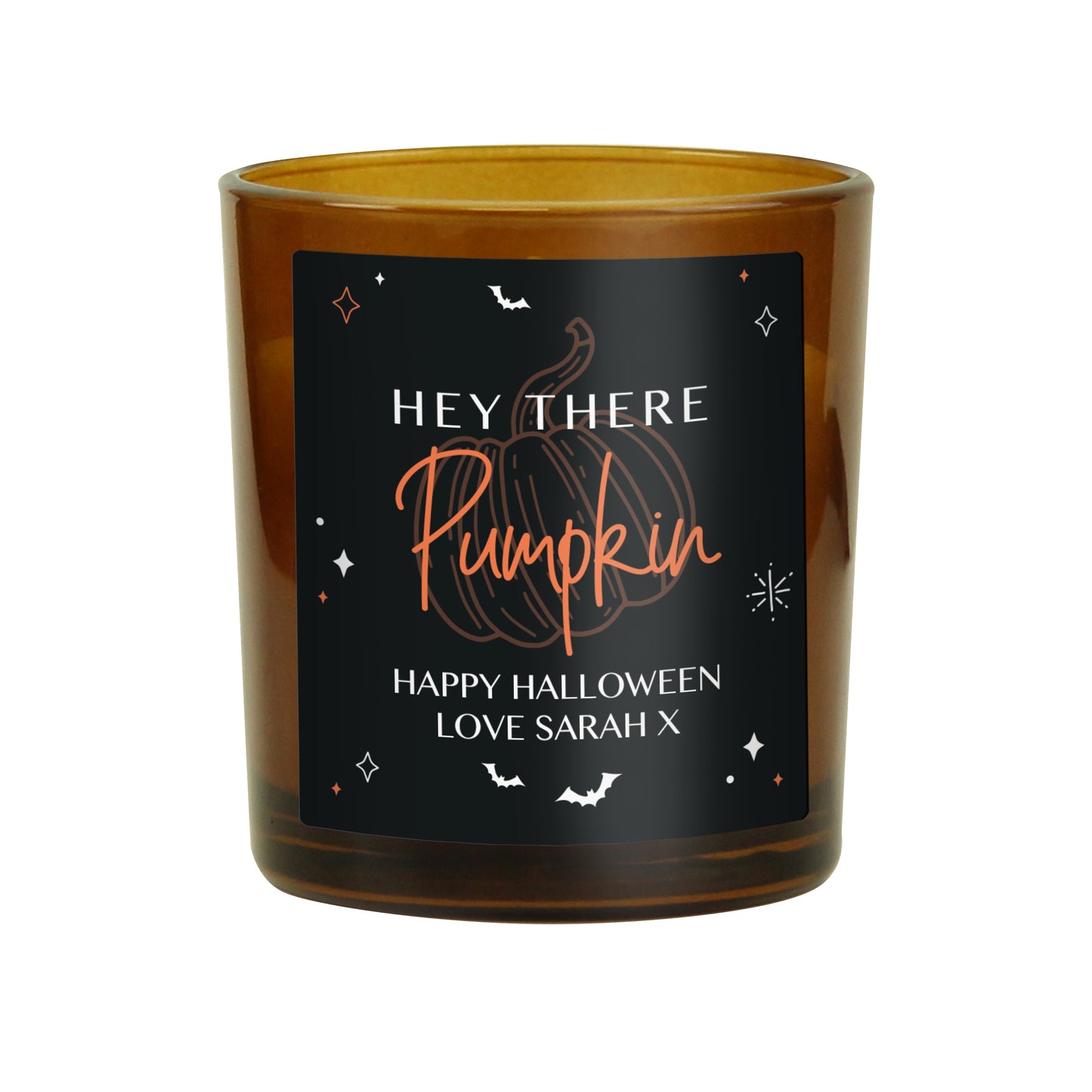 Personalised Pumpkin Amber Glass Candle - MK&JD Gifts