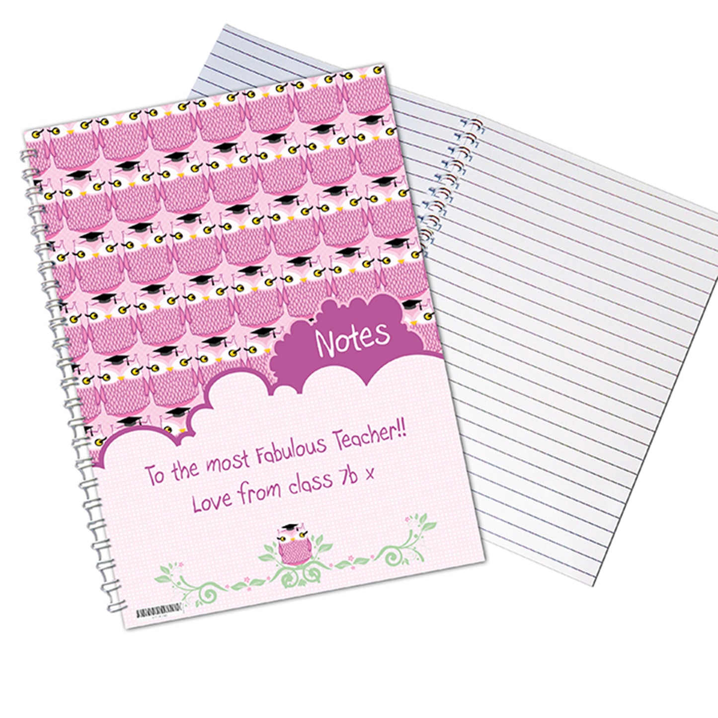 Personalised Miss Owl Teacher A5 Notebook - MK&JD Gifts