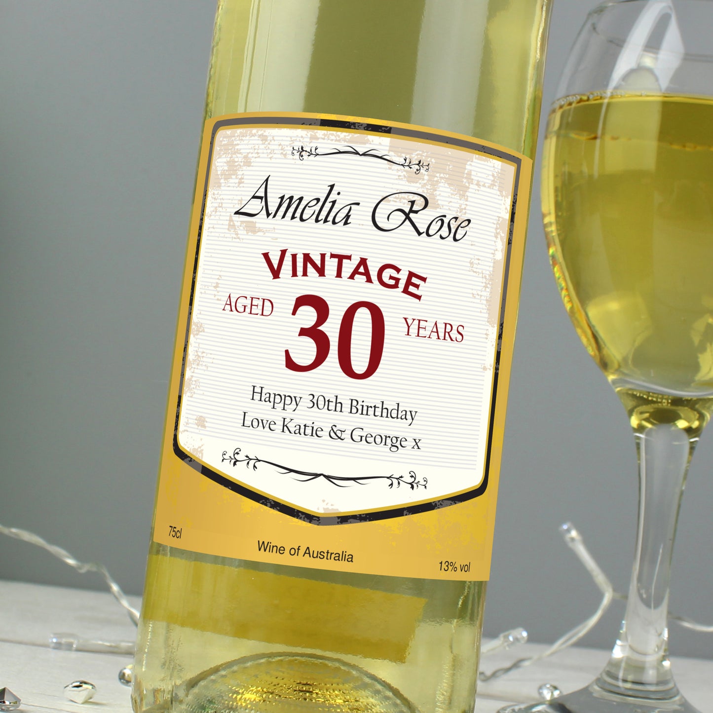 Personalised White Wine Vintage Age Label - MK&JD Gifts
