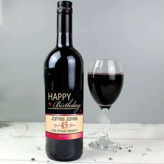 Personalised Happy Birthday Red Wine - MK&JD Gifts