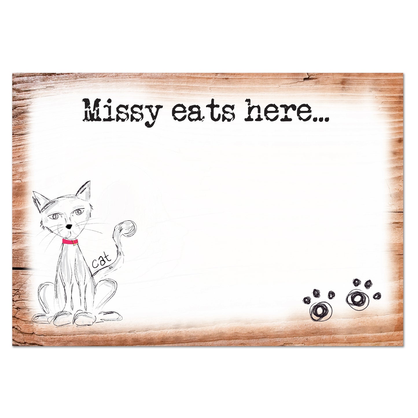 Personalised Scribble Cat Pet Bowl Mat - MK&JD Gifts