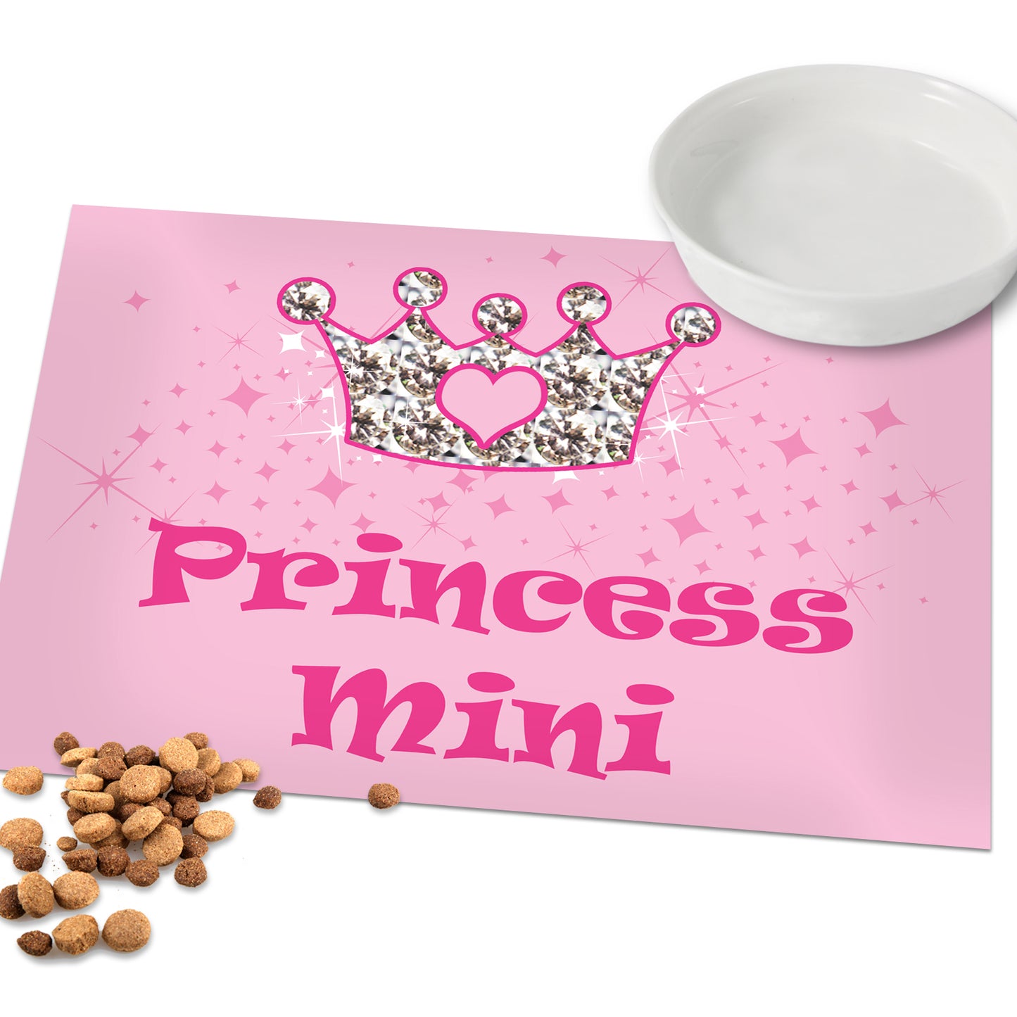 Personalised Pink Princess Pet Bowl Mat - MK&JD Gifts