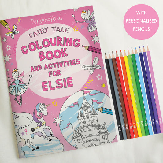 Personalised Princess & Unicorn Colouring Book with Pencil Crayons - MK&JD Gifts