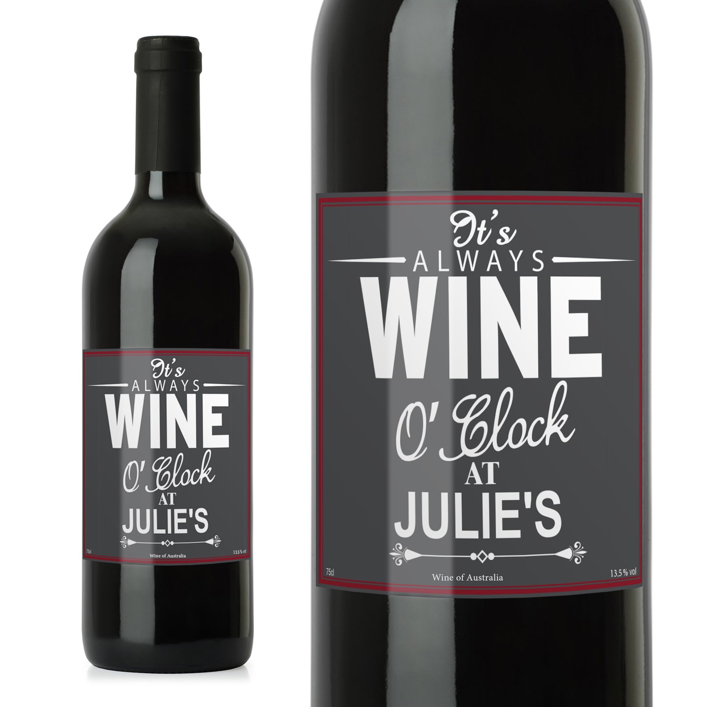 Personalised Wine O'Clock Red Wine - MK&JD Gifts