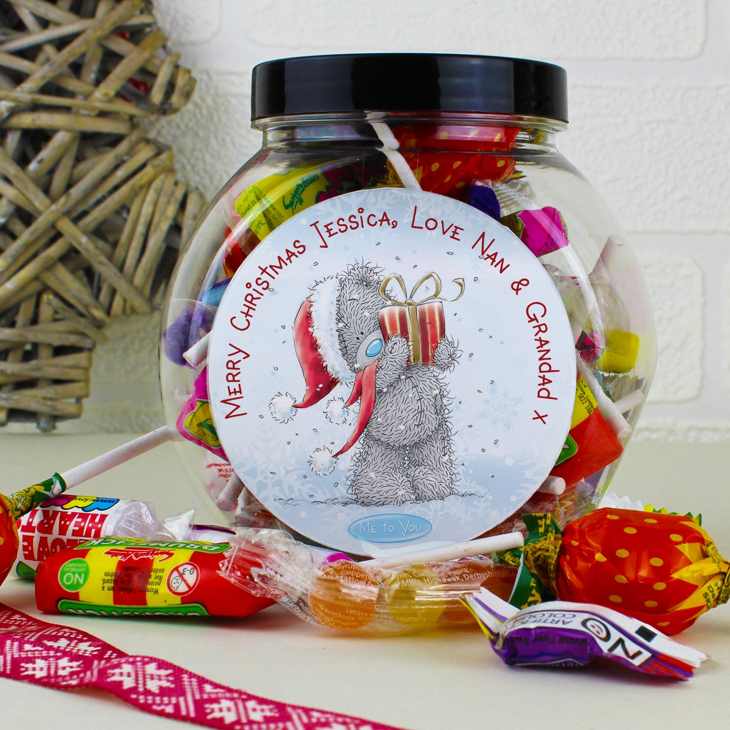 Personalised Me To You Christmas Sweet Jar - MK&JD Gifts